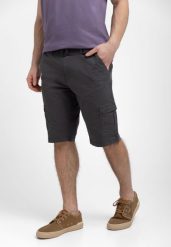 Szorty, bojówki, Comfort Fit, P-THOR. Szare szorty męskie Volcano, z elastanu, bez kołnierzyka. Za 159.99 zł.