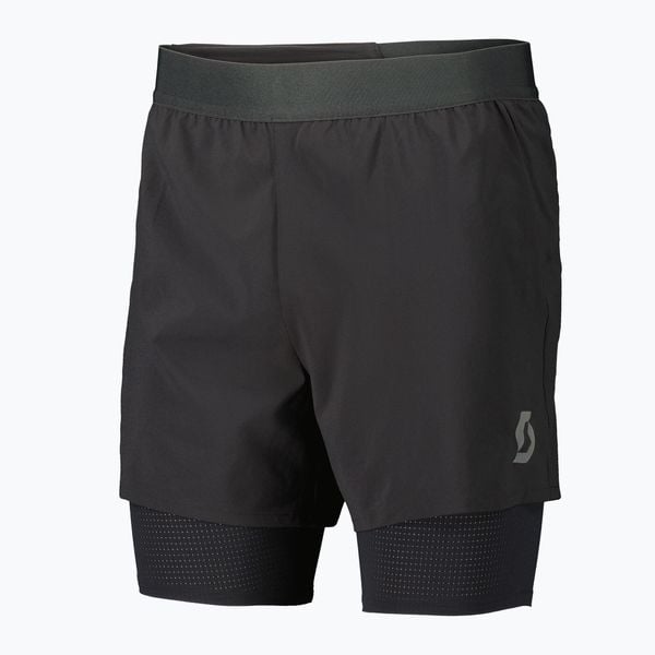 Spodenki do biegania męskie SCOTT Endurance Hybrid. Czarne szorty męskie Scott, z elastanu, bez kołnierzyka. Za 239.99 zł.