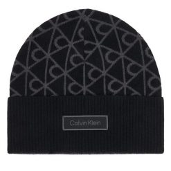 Czapka Calvin Klein. Czarne czapki męskie CALVIN KLEIN, na zimę, bez wzorów. Za 209.99 zł.