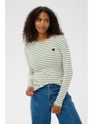 Kaffe Koszulka w kolorze kremowo-zielonym rozmiar: L. Brązowe bluzki damskie Kaffe, l, bez wzorów, bez kołnierzyka, bez ramiączek. Za 104.99 zł.