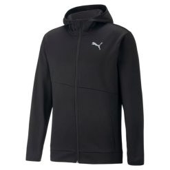 Bluza sportowa męska Puma Train All Day Powerfleece Full Zip. Czarne bluzy sportowe męskie Puma, bez wzorów, sportowe, bez kołnierzyka, bez ramiączek. Za 144.26 zł.