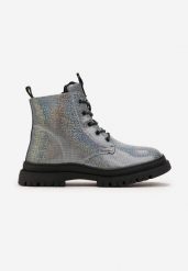 Srebrne Metaliczne Botki Workery Silvarion. Szare botki dziewczęce Born2be, bez wzorów, bez ramiączek. Za 129.99 zł.