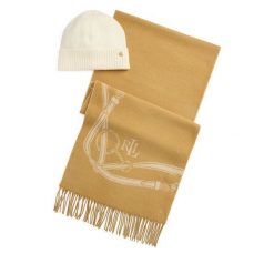 Zestaw szalik i czapka LAUREN RALPH LAUREN. Brązowe czapki zimowe damskie Lauren Ralph Lauren. Za 819.99 zł.