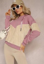 Ciemnoróżowa Bawełniana Bluza z Kapturem ze Ściągaczami i Polarem Eurynia. Czerwone bluzy z kapturem damskie Renee, z bawełny. Za 84.99 zł.