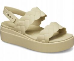Sandały dla Kobiet Crocs Brooklyn Woven Upper Low Wedge. Brązowe sandały damskie Crocs, bez wzorów, z materiału, bez obcasa, na platformie. Za 289.99 zł.