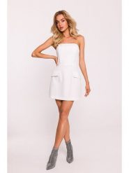 Made of emotion Sukienka w kolorze białym rozmiar: M. Białe sukienki damskie Made Of Emotion, m, bez wzorów, bez kołnierzyka, bez ramiączek, mini. Za 147.99 zł.