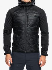 Kurtka Peak Performance puchowa męska Helium Down Hybrid Hood czarna - L. Czarne kurtki męskie Peak Performance, l, bez wzorów, z materiału, z kapturem. Za 907.49 zł.