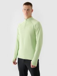 4F Bluza do biegania szybkoschnąca męska - zielona M. Zielone bluzy bez kaptura męskie 4f, bez wzorów, z dzianiny, klasyczne, bez kołnierzyka, bez ramiączek. W wyprzedaży za 99.99 zł.