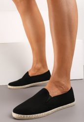 Czarne Wsuwane Tenisówki Espadryle z Plecioną Podeszwą Elladia. Czarne espadryle damskie Renee, bez wzorów, bez obcasa. Za 44.99 zł.