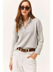 Olalook Sweter w kolorze szarym rozmiar: L/XL. Szare golfy damskie Olalook, l, bez wzorów, bez ramiączek. Za 43.88 zł.