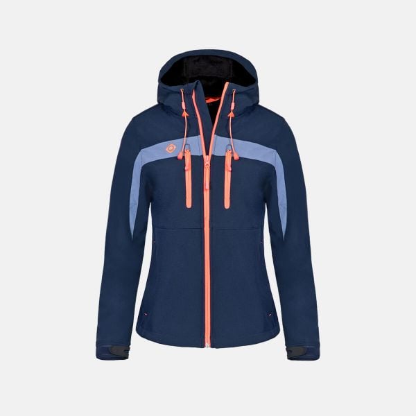 Kobieta trekking kurtka typu softshell Izas Inatye, Granatowy. Brązowe kurtki damskie IZAS, m, bez wzorów, z softshellu, bez kaptura. Za 486.91 zł.