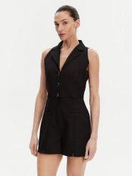 Morgan Kombinezon 241-SHIWI.F Czarny Regular Fit. Czarne kombinezony damskie Morgan, bez wzorów, z syntetyku, bez kołnierzyka, bez ramiączek. Za 229.99 zł.