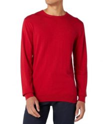WRANGLER CREW KNIT MĘSKI SWETER RED W8A0PDX47 112132358. Czerwone swetry męskie Wrangler, m, bez wzorów, bez kołnierzyka. Za 129.99 zł.