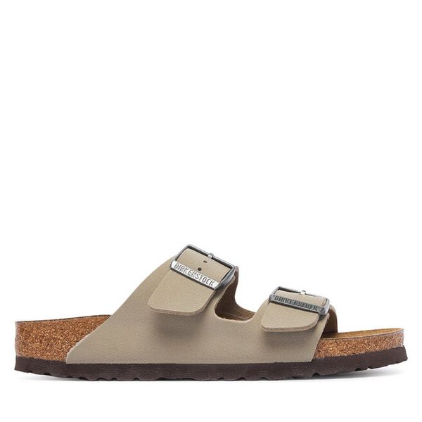 Klapki Birkenstock. Brązowe klapki damskie Birkenstock, bez wzorów, bez obcasa. Za 359.99 zł.