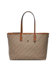 Tommy Hilfiger Torebka Th Monoplay Leather Tote AW0AW17416 Beżowy jasny. Brązowe torebki klasyczne damskie Tommy Hilfiger, bez wzorów, ze skóry, bez dodatków. Za 849.99 zł.