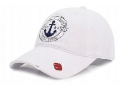 Bawełniana Czapka z Daszkiem (Bejsbolówka) - Pako Jeans - Biała, Przetarcia. Białe czapki męskie Pako Jeans, bez wzorów, z bawełny. Za 55.00 zł.