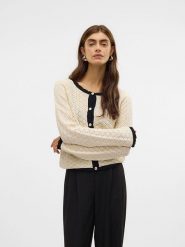 Vero Moda Kardigan w kolorze beżowo-czarnym rozmiar: M. Brązowe kardigany damskie Vero Moda, m, bez wzorów, ze splotem. Za 127.35 zł.