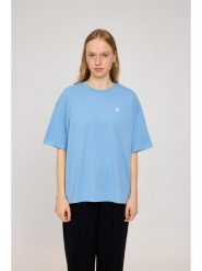 MAZINE Koszulka "Back Print" w kolorze błękitnym rozmiar: XL. Niebieskie bluzki damskie MAZINE, xl, bez wzorów, z bawełny, bez kołnierzyka. Za 100.99 zł.