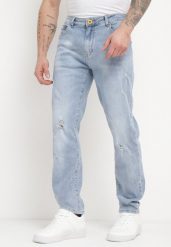 Niebieskie Jeansy Skinny z Przetarciami i Wsuwanymi Kieszeniami Faroria. Niebieskie jeansy męskie Born2be. Za 89.99 zł.