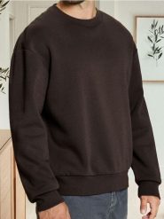 Bluza basic comfort fit - brązowy. Brązowe bluzy bez kaptura męskie Sinsay, l. Za 29.99 zł.