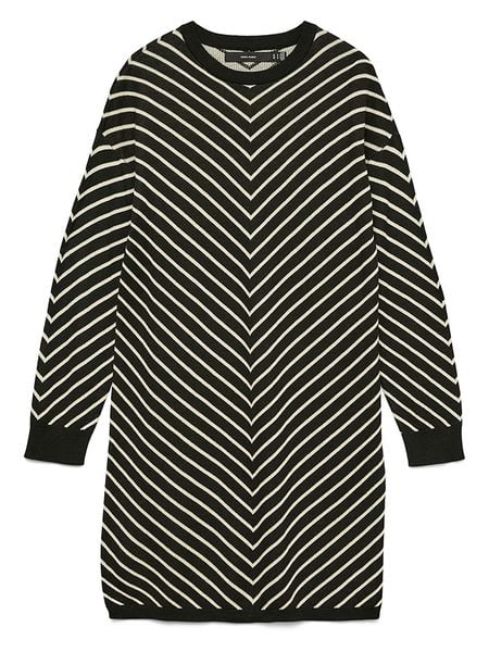 Vero Moda Sukienka w kolorze czarno-kremowym rozmiar: L. Czarne sukienki damskie Vero Moda, na co dzień, l, bez wzorów, bez kołnierzyka, bez ramiączek, midi, proste. Za 100.28 zł.