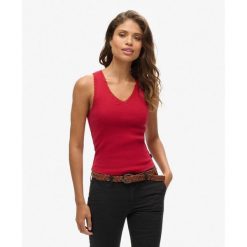 Koszulka z koronkowym wykończeniem. Czerwone bielizna termoaktywna damska Superdry., bez wzorów, z bawełny. Za 111.25 zł.
