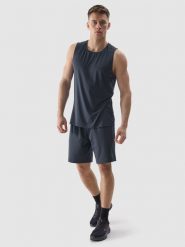 4F Spodenki treningowe szybkoschnące męskie - granatowe S. Niebieskie szorty sportowe męskie 4f, l, z dzianiny, na fitness i siłownię. W wyprzedaży za 49.99 zł.