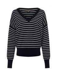 BOSS Sweter z zawartością kaszmiru - Felinke Kobiety Kaszmir niebieski|biały, S. Białe swetry klasyczne damskie Boss, s, z kaszmiru, bez kołnierzyka. Za 649.95 zł.