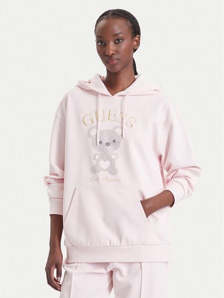Guess Bluza V6BQ28 K9361 Różowy jasny Oversize. Czerwone bluzy bez kaptura damskie Guess, l, z syntetyku. Za 524.99 zł.