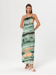 Sukienka midi ze wzorem - wielobarwny. Sukienki damskie Sinsay, na imprezę, l, bez wzorów, bez kołnierzyka, bez ramiączek, midi. Za 59.99 zł.