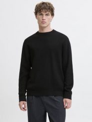 Jack & Jones sweter z dzianiny Mężczyźni Bawełna (100%) czarny, L. Czarne swetry męskie Jack & Jones, l, bez wzorów, z bawełny, bez kołnierzyka. Za 249.95 zł.