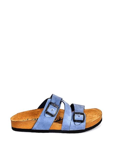 Moosefield Skórzane klapki w kolorze niebieskim rozmiar: 38. Niebieskie klapki damskie Moosefield, bez wzorów, ze skóry, bez obcasa. Za 156.98 zł.