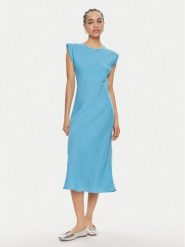 Marella Sukienka letnia Hidalgo 2413221192 Niebieski Regular Fit. Niebieskie sukienki damskie Marella, na lato, bez wzorów, ze lnu, bez kołnierzyka, bez ramiączek. Za 709.99 zł.