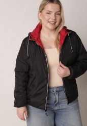 Czerwono-Czarna Przejściowa Kurtka Dwustronna z Pikowaniem i Kapturem Azirane. Czerwone kurtki damskie Born2be, l, bez wzorów, z jeansu, z kapturem. Za 84.99 zł.