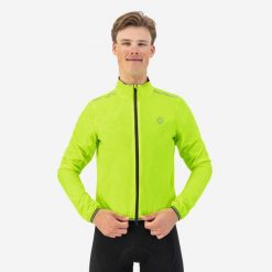 Przeciwdeszczowa kurtka rowerowa męska Rogelli Essential. Żółte kurtki treningowe męskie Rogelli, m, bez wzorów, z poliesteru, do biegania. Za 329.00 zł.