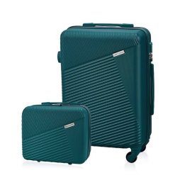 Walizka kabinowa i mały kuferek JUPITER Zielony. Zielone walizki Betlewski, bez wzorów, z materiału, małe. Za 289.99 zł.