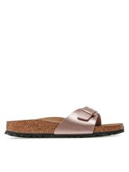 Birkenstock Klapki Madrid Bs 1023927 Różowy. Czerwone klapki damskie Birkenstock, bez wzorów, ze skóry, bez obcasa. Za 289.99 zł.