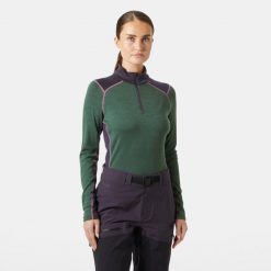 Bluza damska z zamkiem 1/2 Helly Hansen Lifa Midw. Zielone bluzy bez kaptura damskie Helly Hansen, z wełny. Za 408.25 zł.
