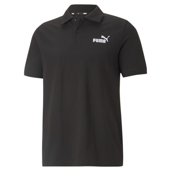 Męska koszulka polo z piki Essentials PUMA Black. Czarne koszulki polo męskie Puma, m, bez wzorów, prążkowane, bez ramiączek. Za 126.95 zł.