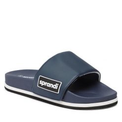 Klapki Sprandi. Niebieskie klapki damskie Sprandi, bez wzorów, bez obcasa. Za 77.98 zł.