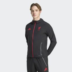 Bluza Liverpool FC Tiro 25 Competition Vis Tech Travel. Czarne bluzy bez kaptura męskie Adidas. W wyprzedaży za 349.50 zł.