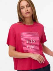 Vero Moda Koszulka w kolorze różowym rozmiar: M. Różowe bluzki damskie Vero Moda, m, bez wzorów, z bawełny, bez kołnierzyka. Za 43.99 zł.