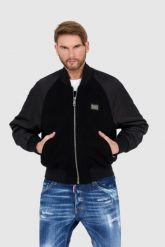 DOLCE & GABBANA czarna męska kurtka Wool and nylon bomber, Rozmiar 52. Czarne kurtki męskie Dolce and Gabbana, m, bez wzorów, z nylonu, bez kaptura. W wyprzedaży za 4,999.99 zł.