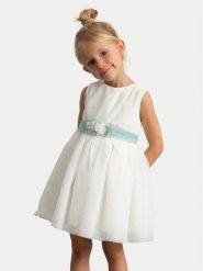 Mayoral Sukienka elegancka 3919 Écru Regular Fit. Białe sukienki dziewczęce Mayoral, bez wzorów, z syntetyku, eleganckie, bez ramiączek. Za 232.99 zł.