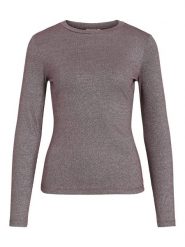 Vila Koszulka "Vicatera" w kolorze jasnobrązowym rozmiar: XS. Brązowe bluzki damskie Vila, xs, bez wzorów, bez kołnierzyka, bez ramiączek. Za 48.05 zł.