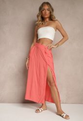 Pomarańczowa Rozkloszowana Spódnica z Wiskozy z Kieszeniami Galmira. Brązowe spódniczki damskie Renee, l, bez wzorów, z materiału, eleganckie, midi, rozkloszowane. Za 54.99 zł.