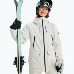 Kurtka snowboardowa damska ROXY Stated. Białe kurtki damskie Roxy, l, bez wzorów, z materiału, bez kaptura, snowboardowy. Za 909.99 zł.