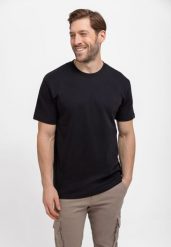 Gładki t-shirt, Comfort Fit, T-BAS. Czarne t-shirty męskie Volcano, l, bez wzorów, z bawełny, bez kołnierzyka. Za 69.99 zł.