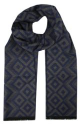 Męski Szalik z Wiskozy - Alties - Popiel i Granat, Figury Geometryczne. Niebieskie szaliki męskie Alties, na jesień, bez wzorów, z bawełny. Za 59.00 zł.