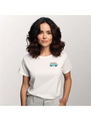 WOOOP Koszulka "Blue van" w kolorze białym rozmiar: XL. Białe bluzki damskie Wooop, xl, bez wzorów, z bawełny, bez kołnierzyka. Za 70.24 zł.